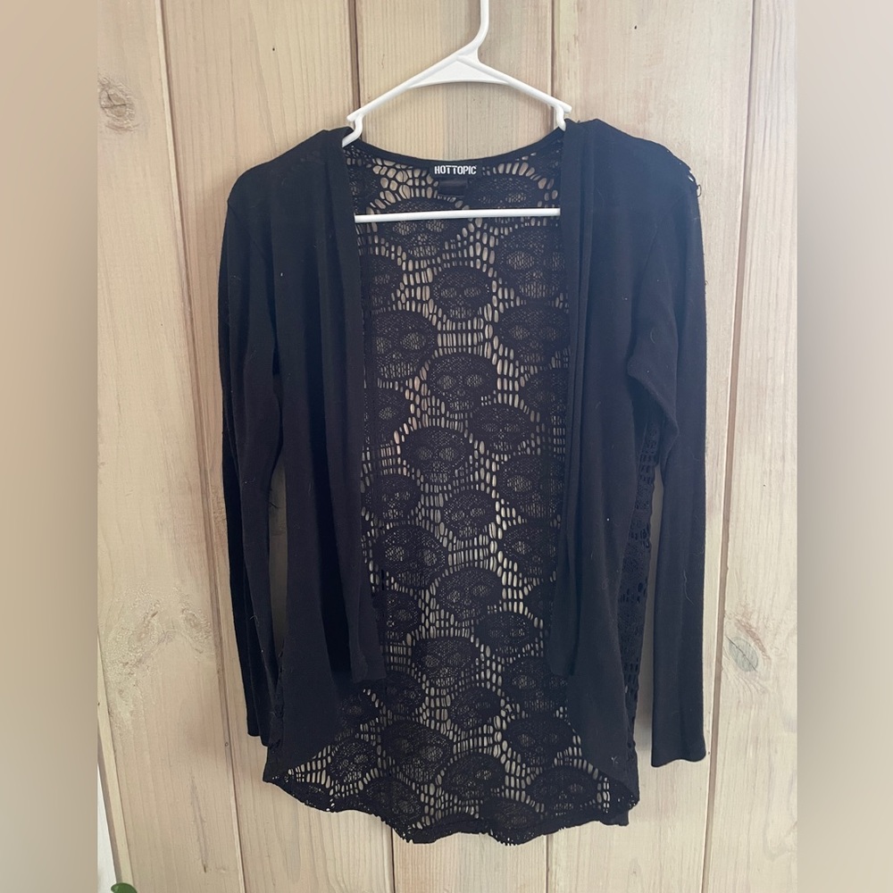 Black skull cardigan.